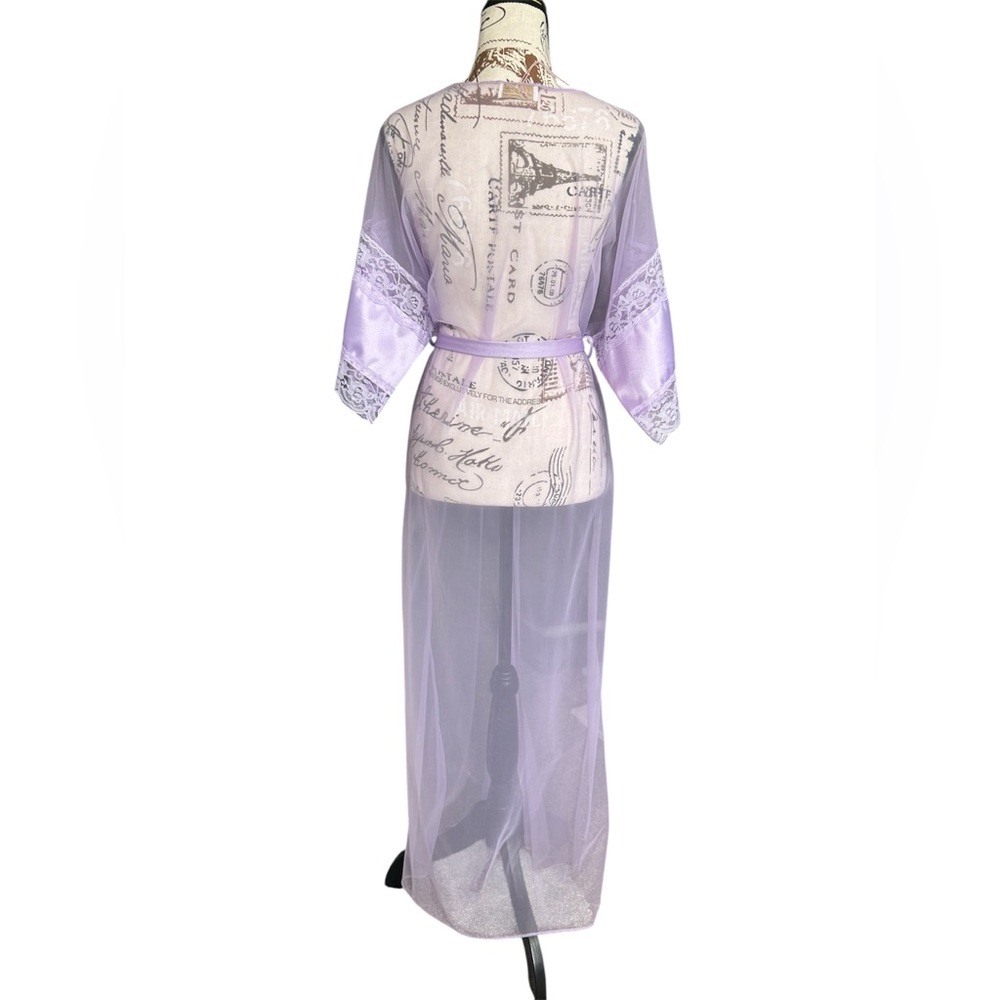 Shannon Lee NWOT Vintage Lavender Lace Sexy  Cover Up Vintage size Large - Picture 2 of 10